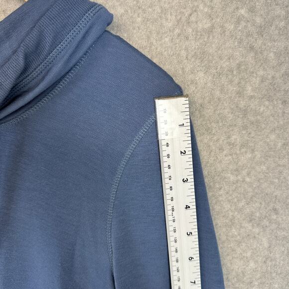 Cable & Gauge Sweater Medium Blue Viscose Blend Cowl Neck Long Sleeve Pullover - Picture 15 of 16